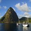 Anchored below the Pitons in beautiful St. Lucia
